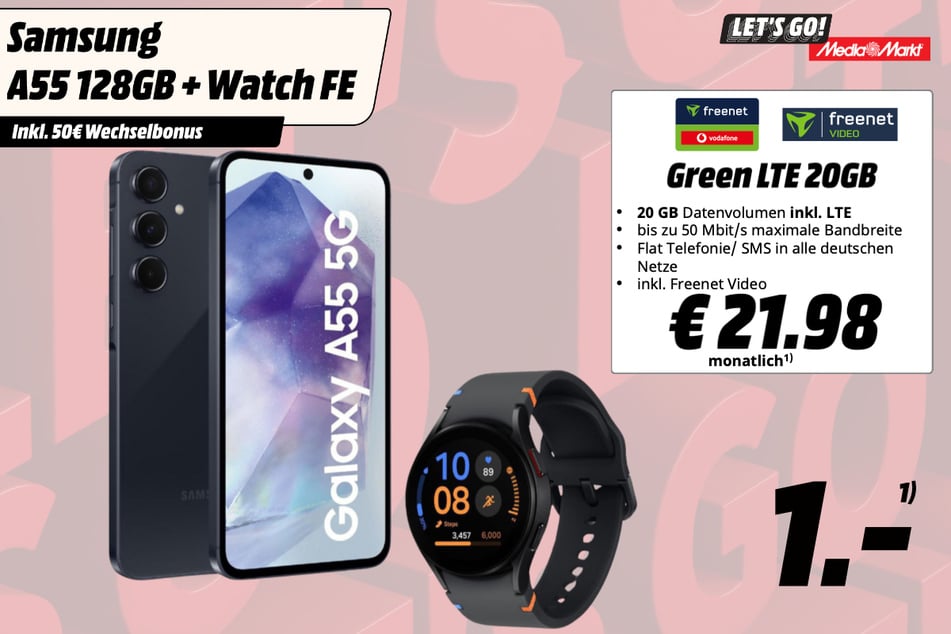 MediaMarkt Schwedt schnürt ein geniales Paket für das Samsung Galaxy A55 5G und die Galaxy Watch FE.