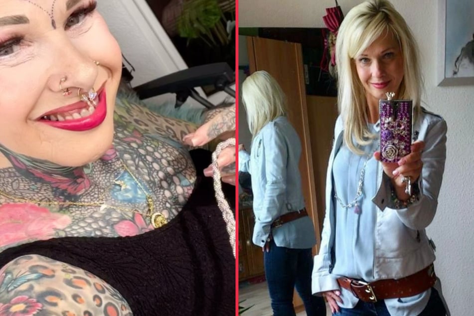 Middle-aged tattoo model flaunts pre-ink look with dramatic transformation snaps