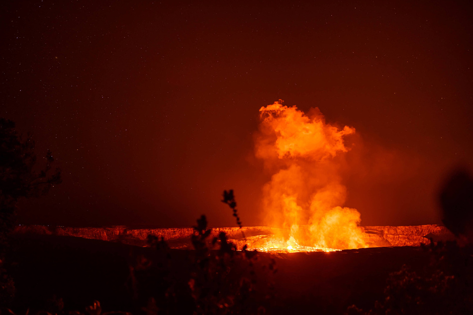 Hawaii's Kilauea volcano erupted on Sunday with spewing lava reaching heights of more than 80 feet.