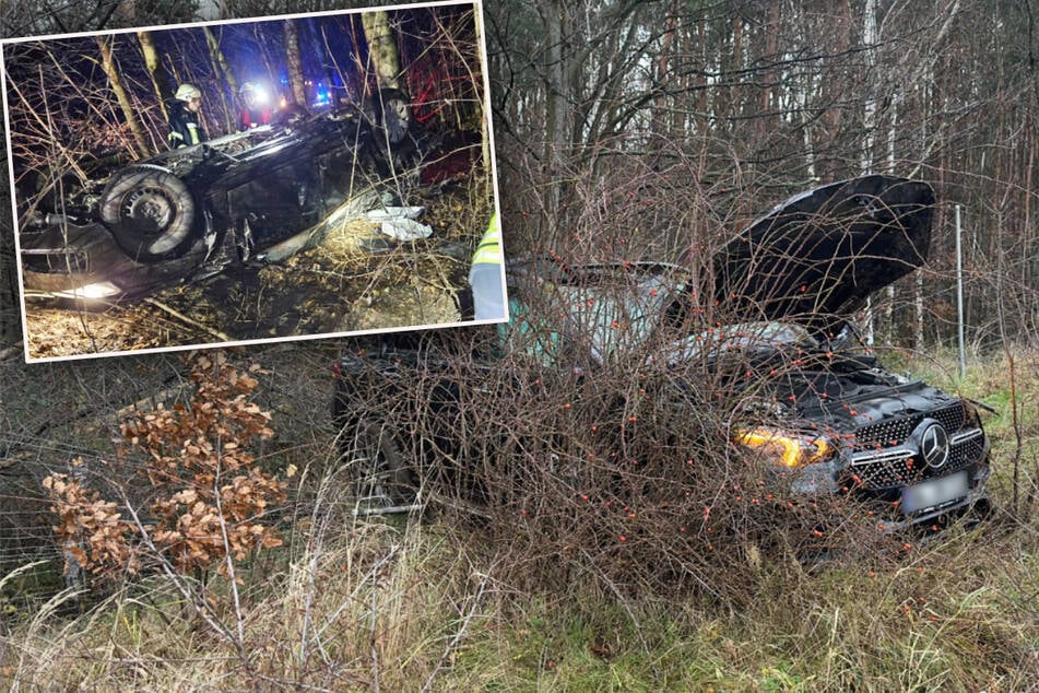 Unfall A14: Schwere Crashs an Weihnachten: Audi und Mercedes überschlagen sich – 3 Verletzte