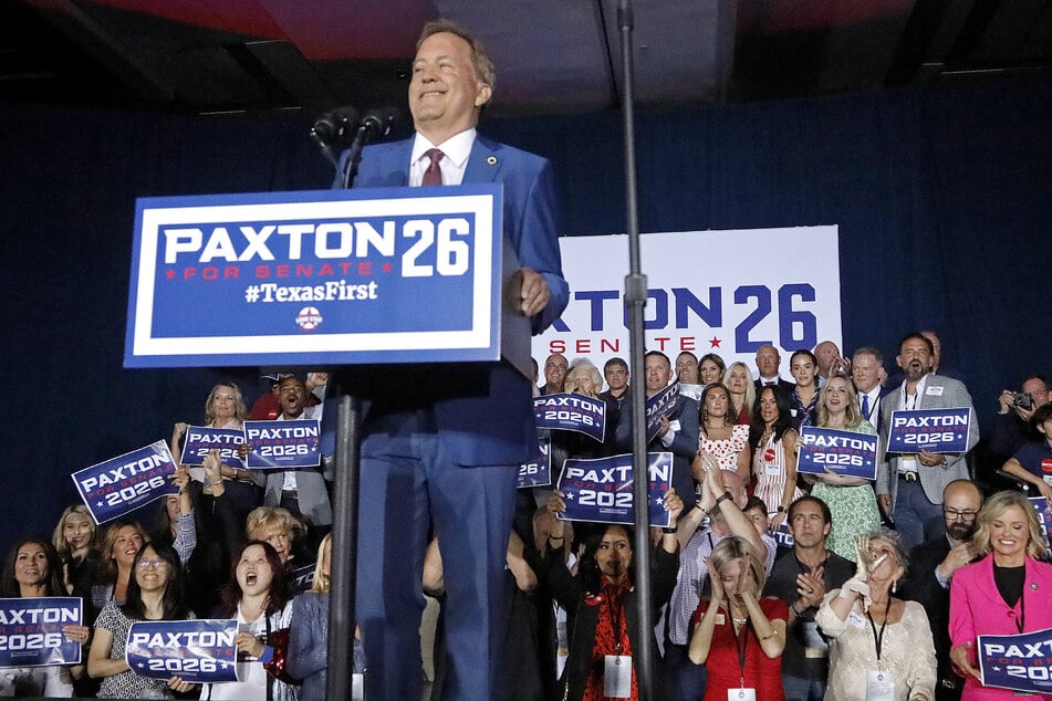 Texas Attorney General Ken Paxton speaks at an election night watch party held by the Lone Star Liberty PAC in Plano on May 26, 2026.