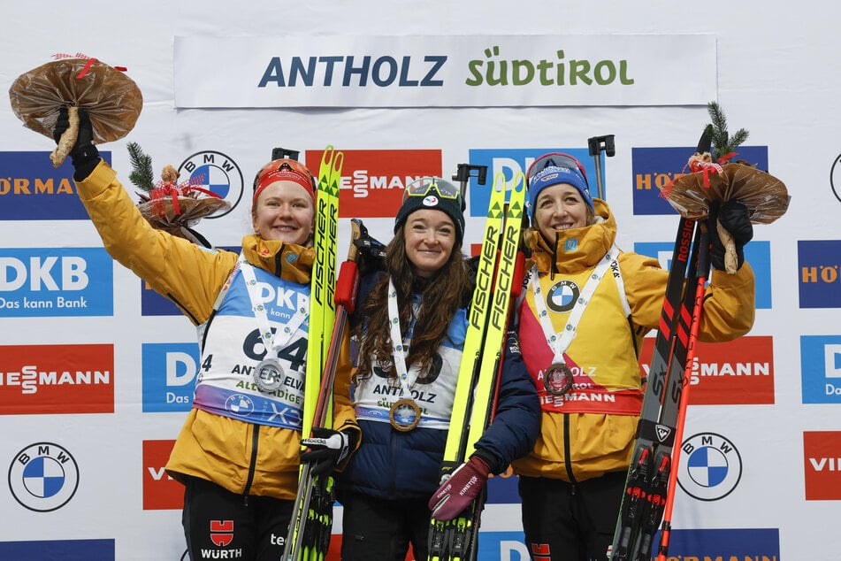 Selina Grotian (20, l.) und Franzi Preuß (30, r.) schafften es im Sprint auf die Plätze zwei und drei.