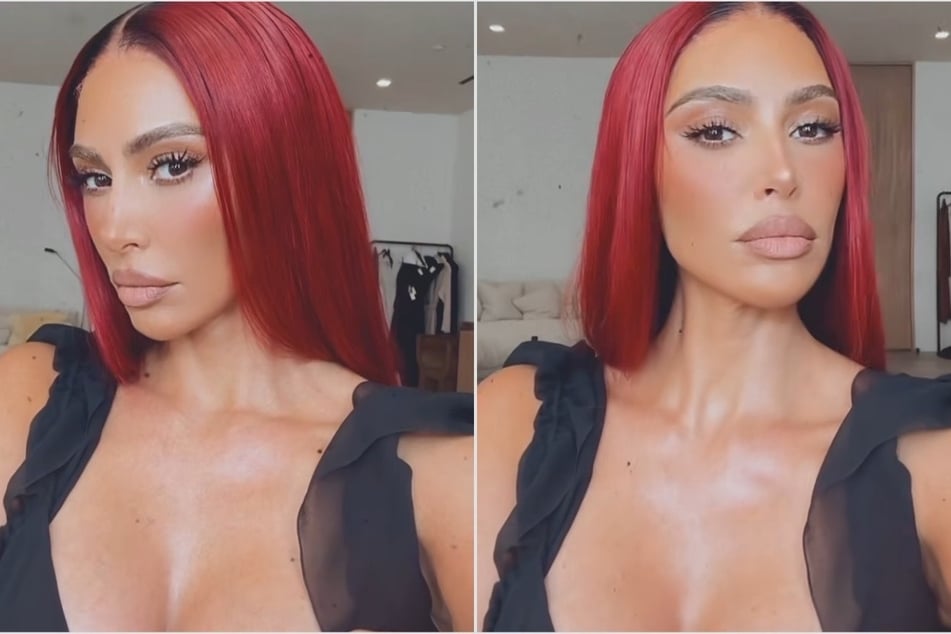 Kim Kardashian teases fiery new 'do for mystery SKKN campaign