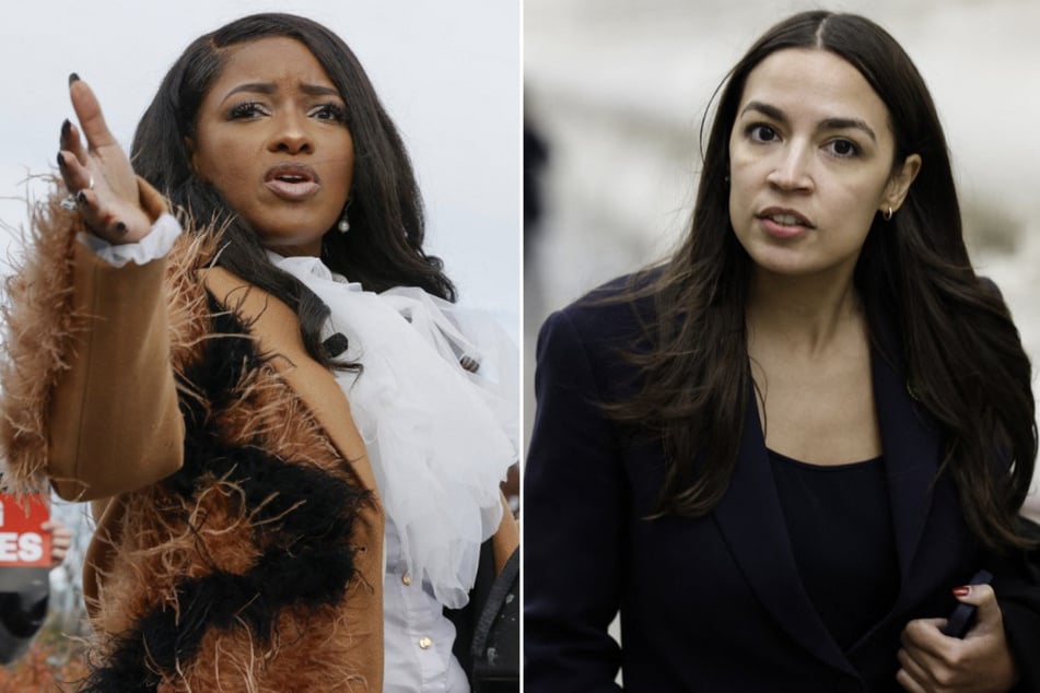 Representatives Jasmine Crockett (l.) and Alexandria Ocasio-Cortez slammed their GOP colleague Nancy Mace for calling Hunter Biden the "epitome of white privilege."