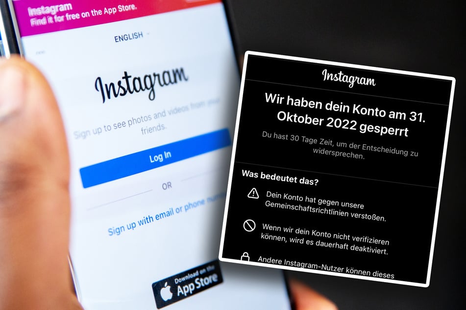 "Wir haben dein Konto gesperrt": Instagram-User wurden am heutigen Montag zuhauf von der Plattform ausgeschlossen.