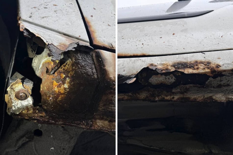 Die Karosserie des Wagens ist an mehreren Stellen stark durchgerostet gewesen.