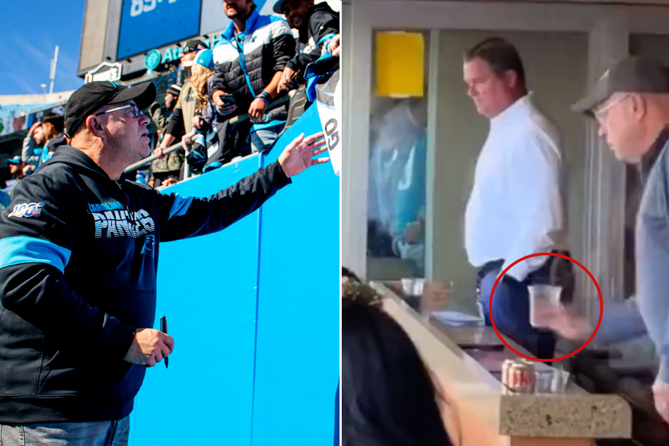Carolina Panthers owner David Tepper was fined by the NFL for throwing a drink at Jacksonville Jaguar fans during a game.