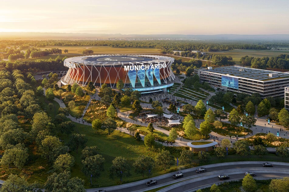 Das Computer-Rendering zeigt eine Ansicht der geplanten Munich Arena.