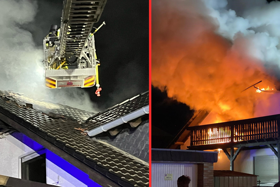 Dach steht in Flammen: Vater rettet Kinder aus brennendem Haus