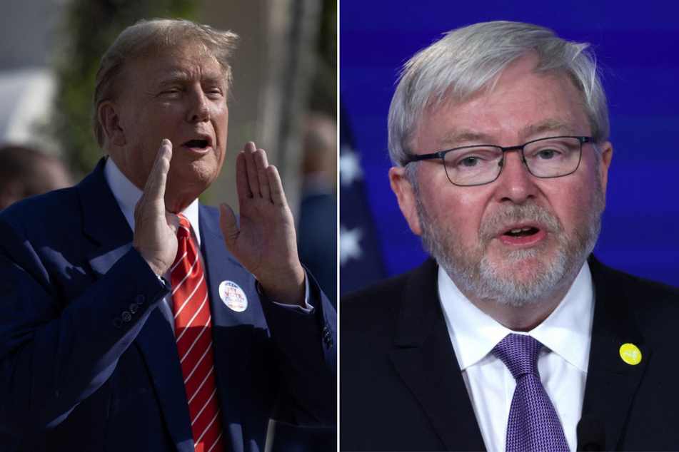 Republican presidential frontrunner Donald Trump (l.) has threatened to expel Australian Ambassador to the US Kevin Rudd if he is "at all hostile."