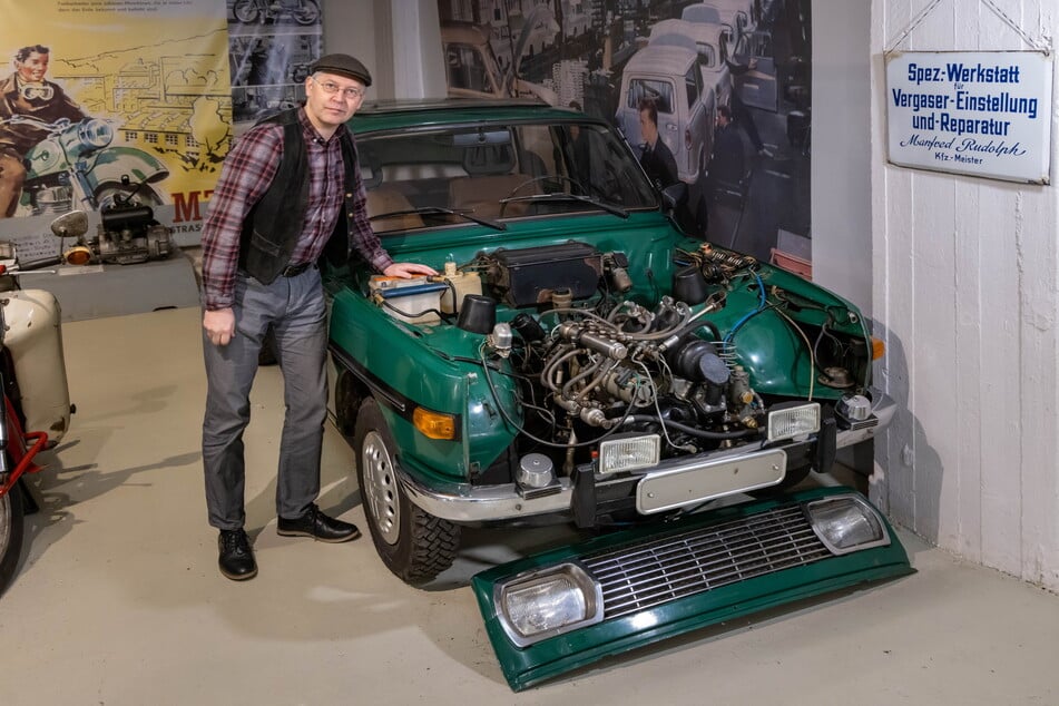 Schon zu DDR-Zeiten forschten Ingenieure an wasserstoffbetriebenen Autos. Ein Zeugnis dieser Zeit bildet der Wartburg in Dirk Schmerschneiders (52) Museum für Sächsische Fahrzeuge.