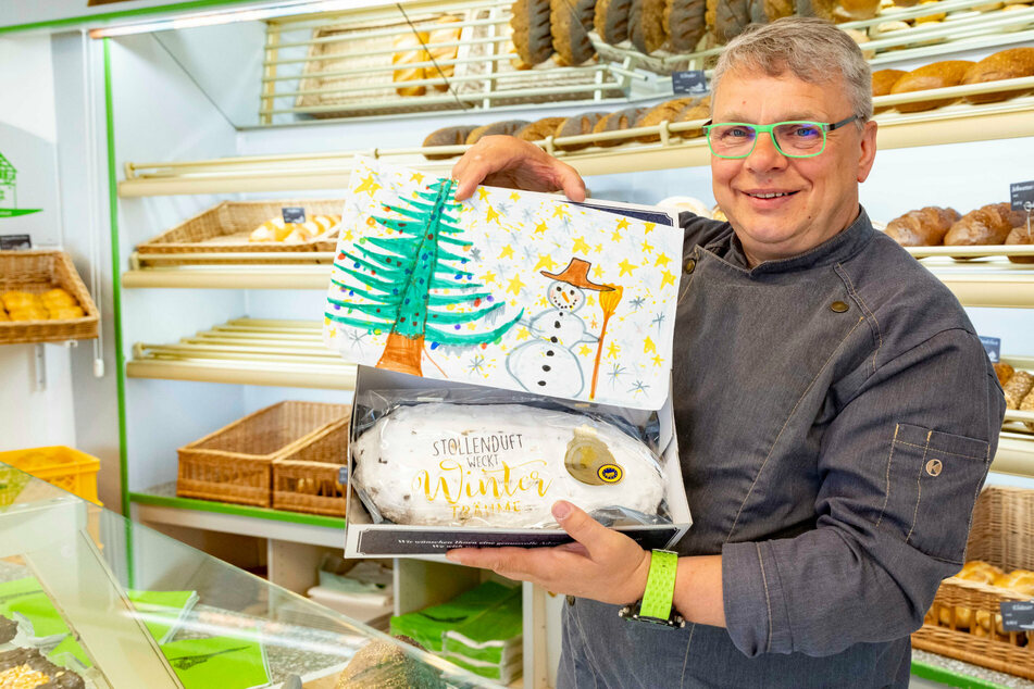 Dresden: Seine Ideen sind nicht von Pappe: Bäckermeister Zopp färbt die Stollenkartons kunterbunt