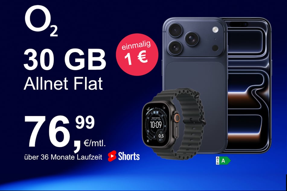 Bei o2 gibt's das iPhone 17 Pro jetzt mit Watch Ultra 3 im Bundle exklusiv für nur 1 Euro.