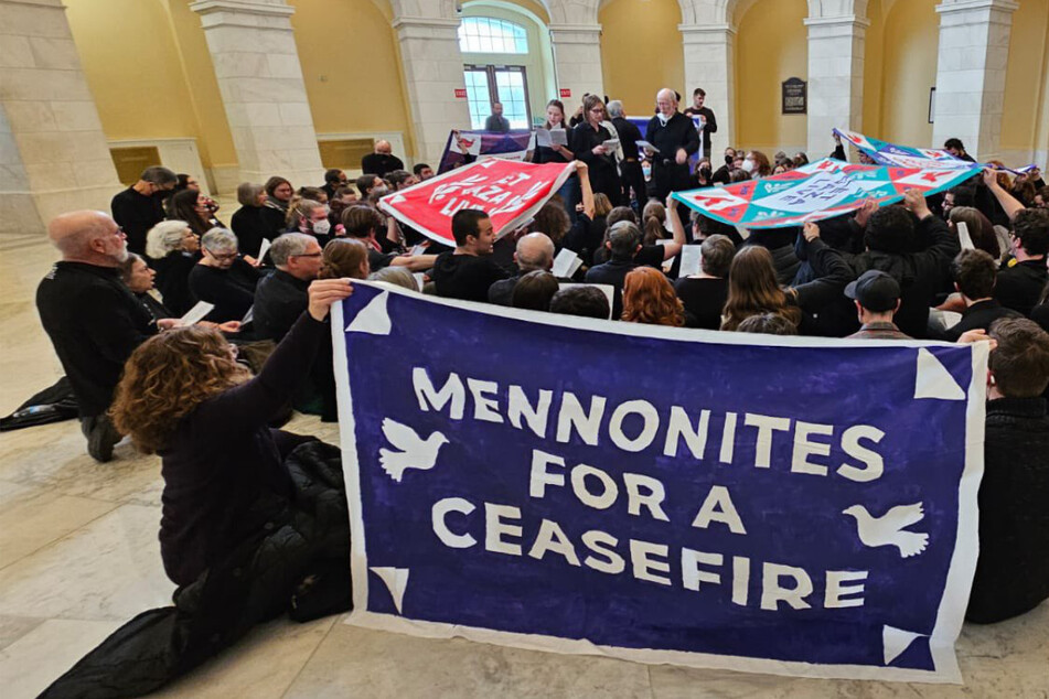 Over 150 Mennonites arrested at Capitol rally for ceasefire in Gaza