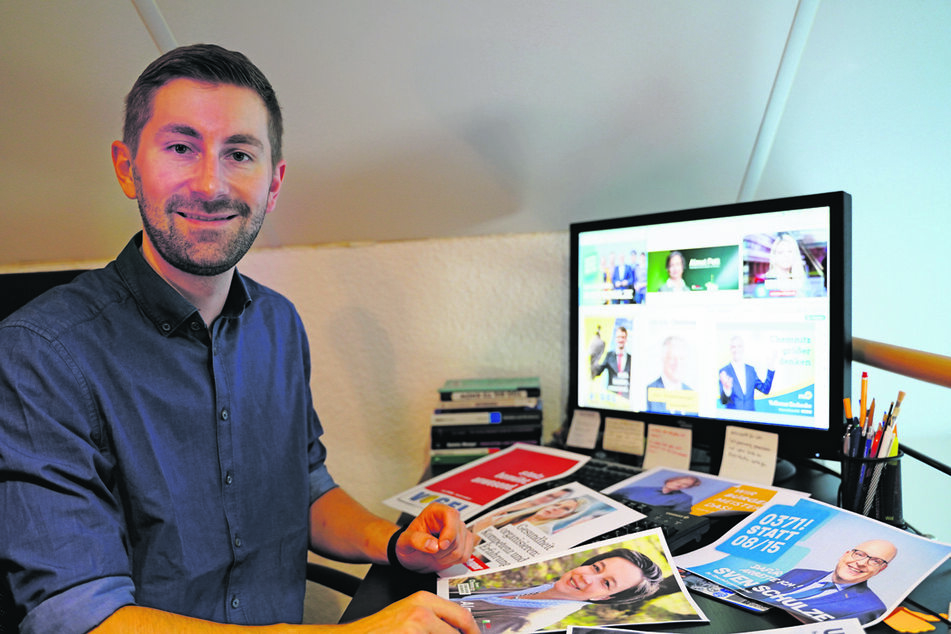 Politik- und Kommunikationsforscher Christopher M. Brinkmann (26) analysierte im Home-Office für TAG24 die Chemnitzer OB-Wahl-Plakate.