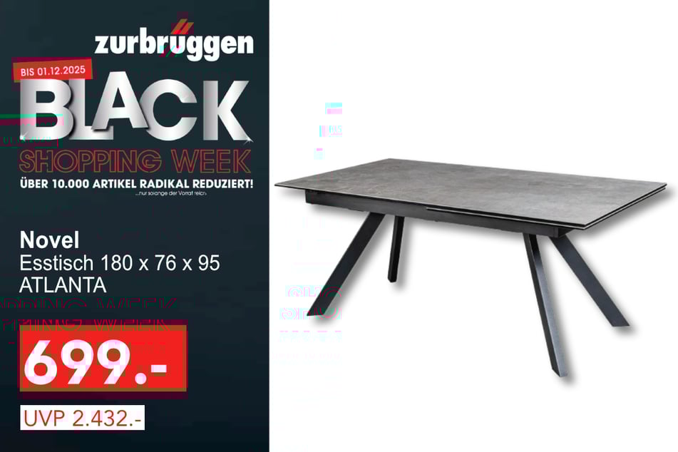 Der Voleo Esstisch ATLANTA 180 x 76 x 95 für nur 699 statt 2.432 Euro.