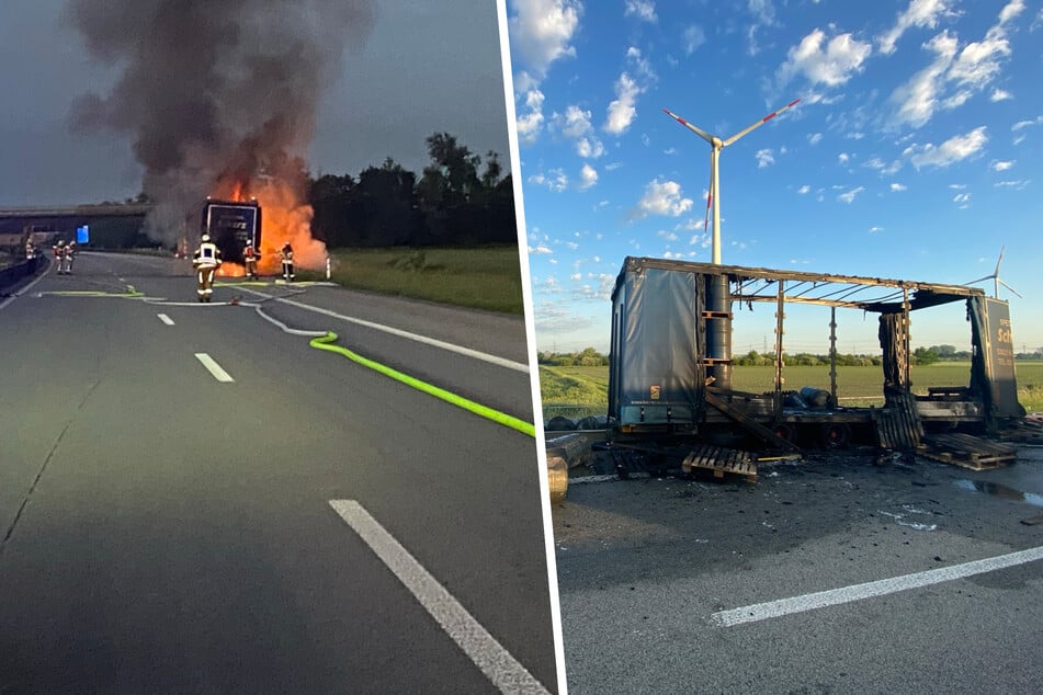 Unfall A61: Vollsperrung auf A61: Lkw-Anhänger geht plötzlich in Flammen auf – Fahrer handelt blitzschnell