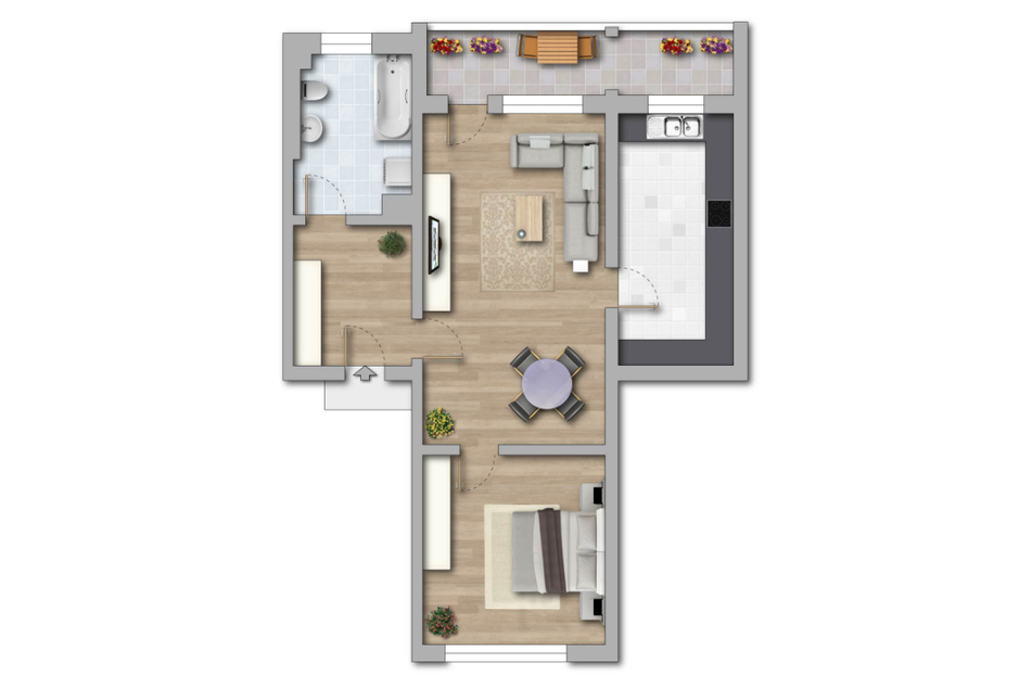 Grundriss 2-Zimmer-Wohnung in der Zaderastraße 56