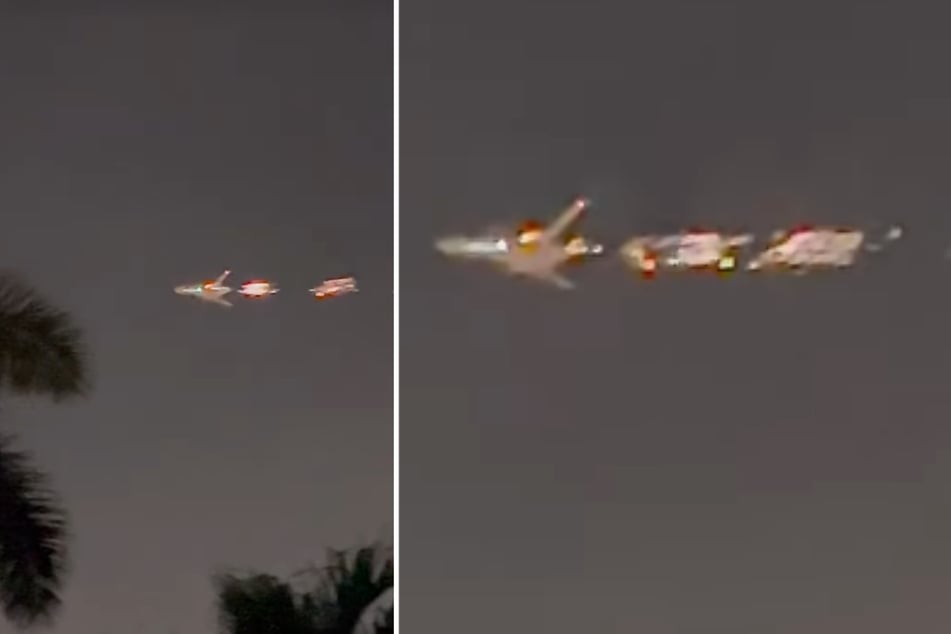 Eine US-Amerikanerin filmte das brennende Flugzeug am Himmel über Miami.