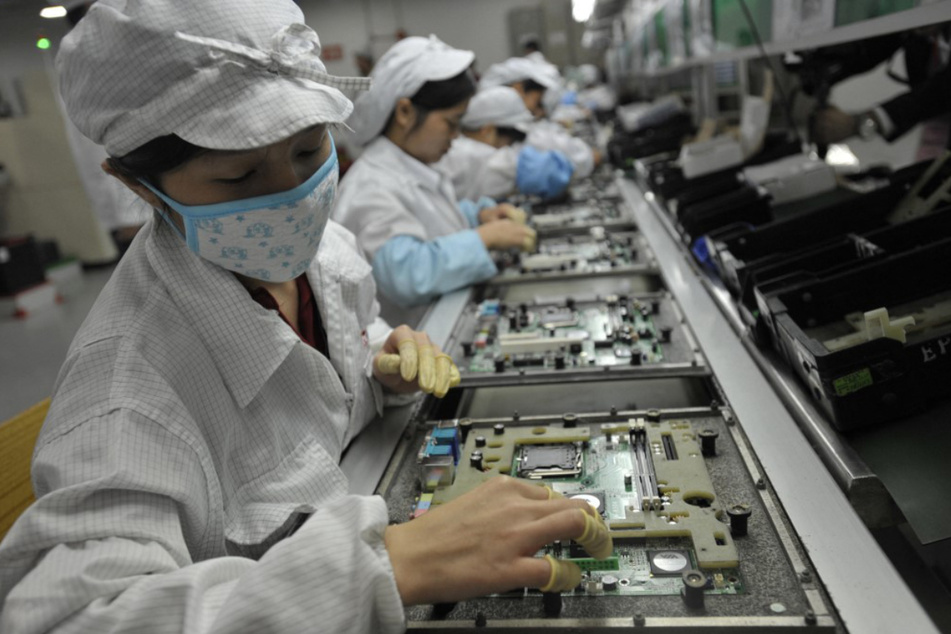 Arbeiter in der Foxconn-Fabrik in Shenzhen in der südchinesischen Provinz Guangdong.