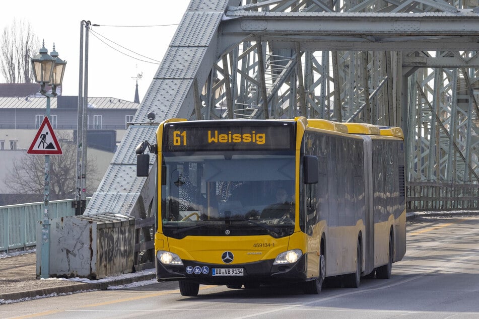 Die Busse der DVB verkehren sonst im Minutentakt über die altehrwürdige Brücke. An zwei Wochenenden im November können die Fahrzeuge das Blaue Wunder zumindest nachts nicht mehr passieren.