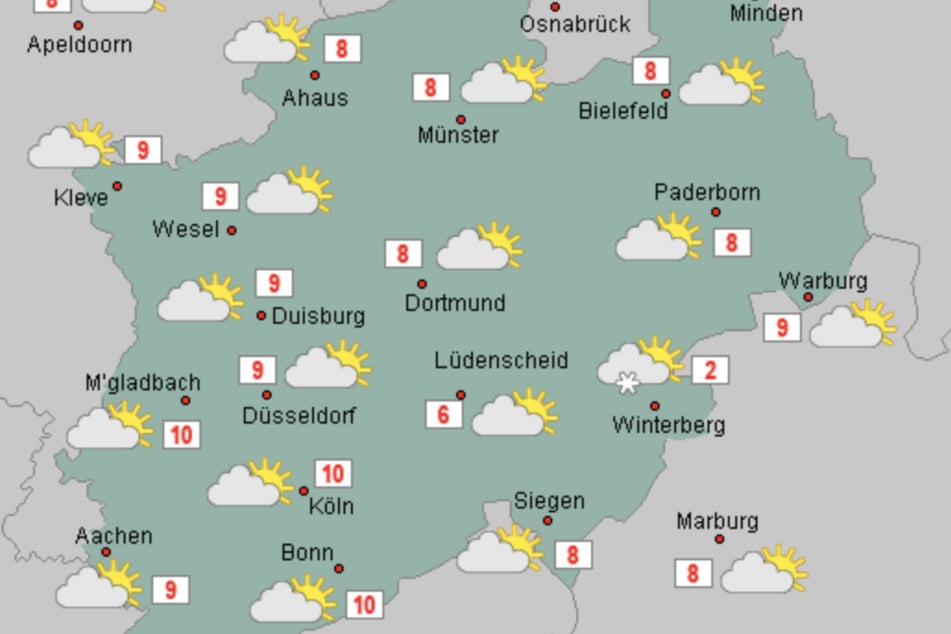 Am Dienstag lässt sich in NRW hin und wieder die Sonne blicken.