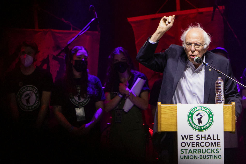 Sanders speaks in support of Starbucks workers seeking to unionize at Unity Fest in Richmond, Virginia.