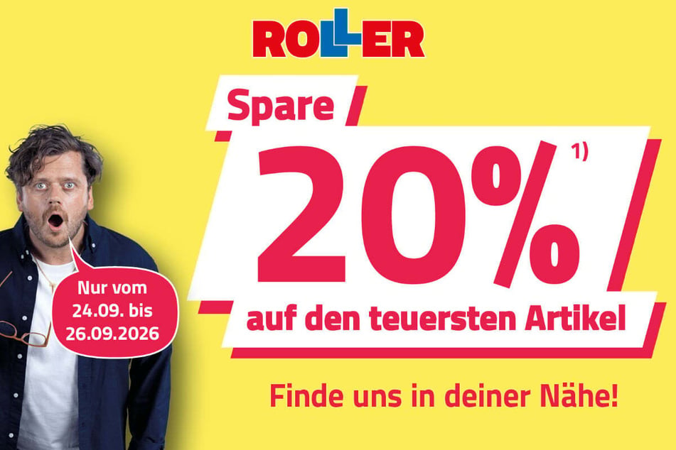 Bei ROLLER gibt's gerade unter anderem 20 Prozent¹ auf den teuersten Artikel.