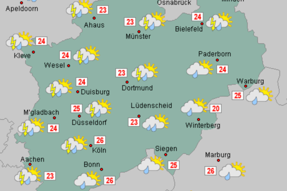 In NRW soll es am Donnerstag krachen: Der Deutsche Wetterdienst hat Gewitter angekündigt.
