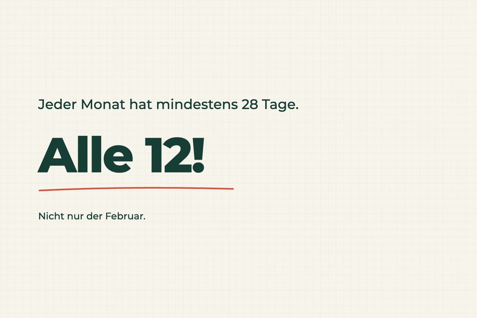 Auflösung zum Rätsel des Tages vom 25.10.2026: Alle 12 Monate haben 28 Tage.