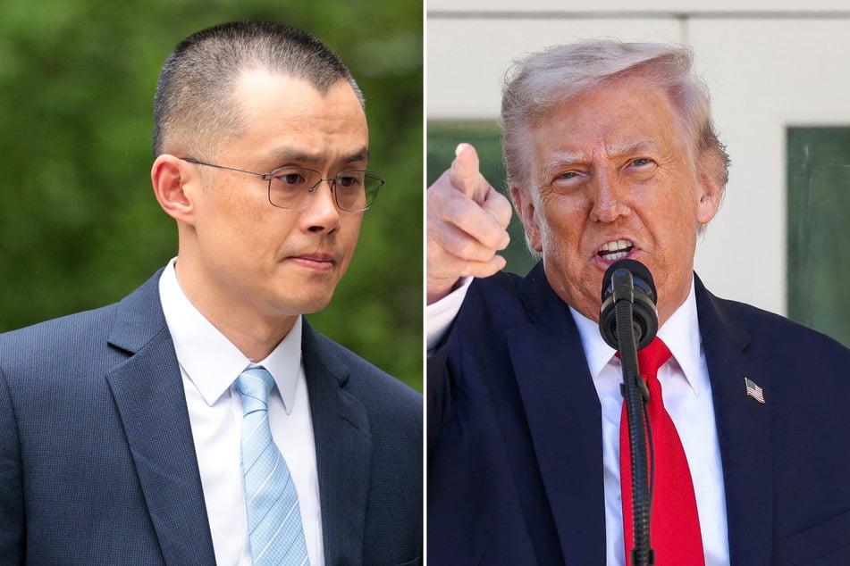 President Trump (r.) has pardoned Binance co-founder Changpeng Zhao, who was convicted of violating US anti-money-laundering laws.