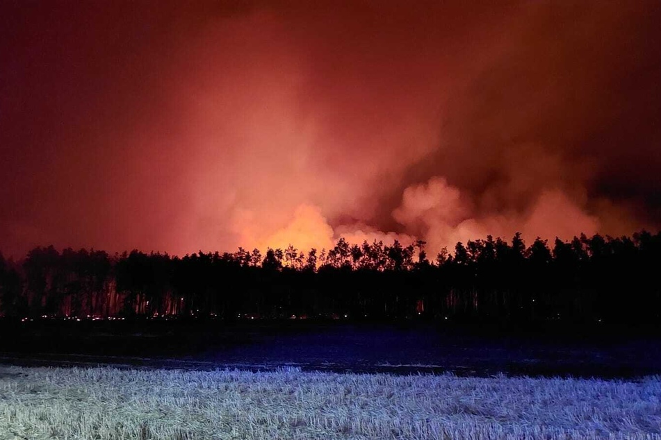 In Nordsachsen an der Grenze zum Landkreis Elbe-Elster brennt es noch immer. Der Landkreis warnt nun davor, die umliegenden Wälder zu betreten.
