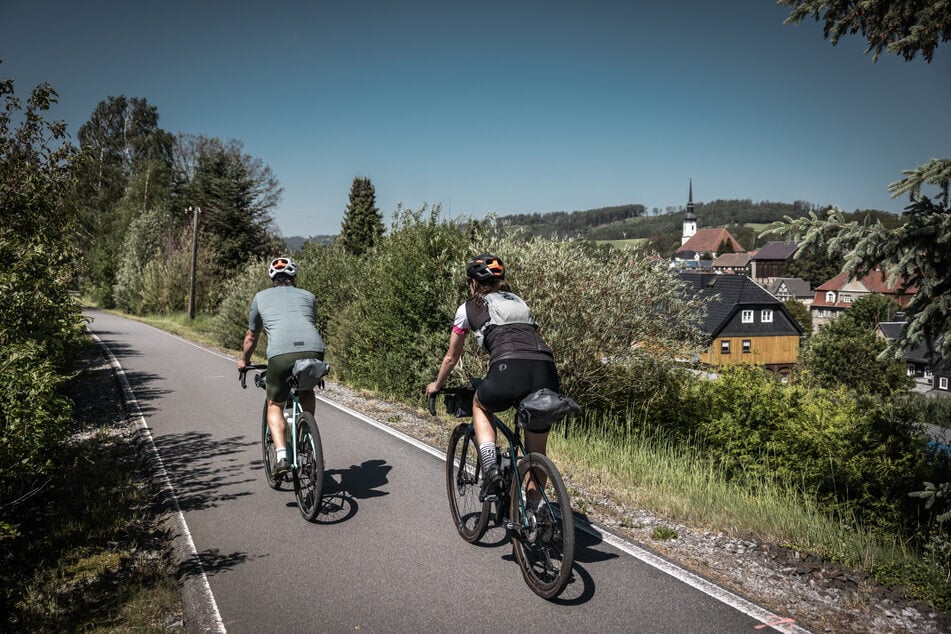 Ein Teil des RockHead führt über den Bahnradweg - eine ehemalige Bahntrasse - in Cunewalde.