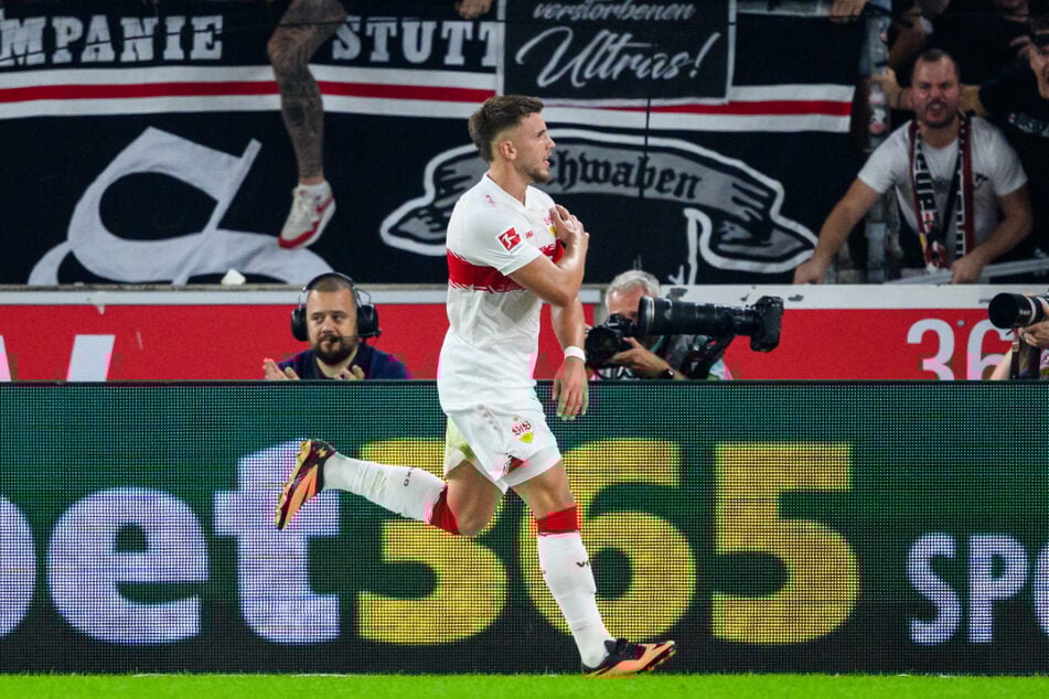 VfB-Kapitän Ermedin Demirovic traf kurz vor der Pause zur Stuttgarter Führung.