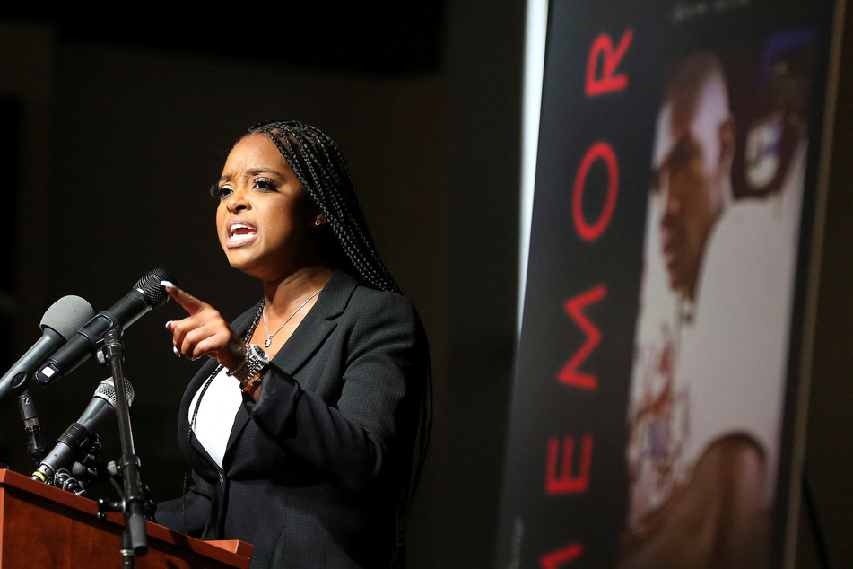 Tamika Mallory of the Until Freedom organization spoke after Walker's funeral.