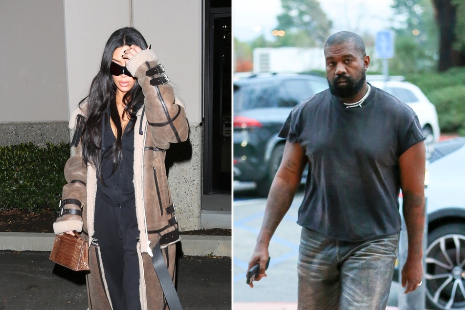 Kanye West had an awkward run-in with his ex-wife, Kim Kardashian, as the two attended one of their children's basketball games on Friday night.
