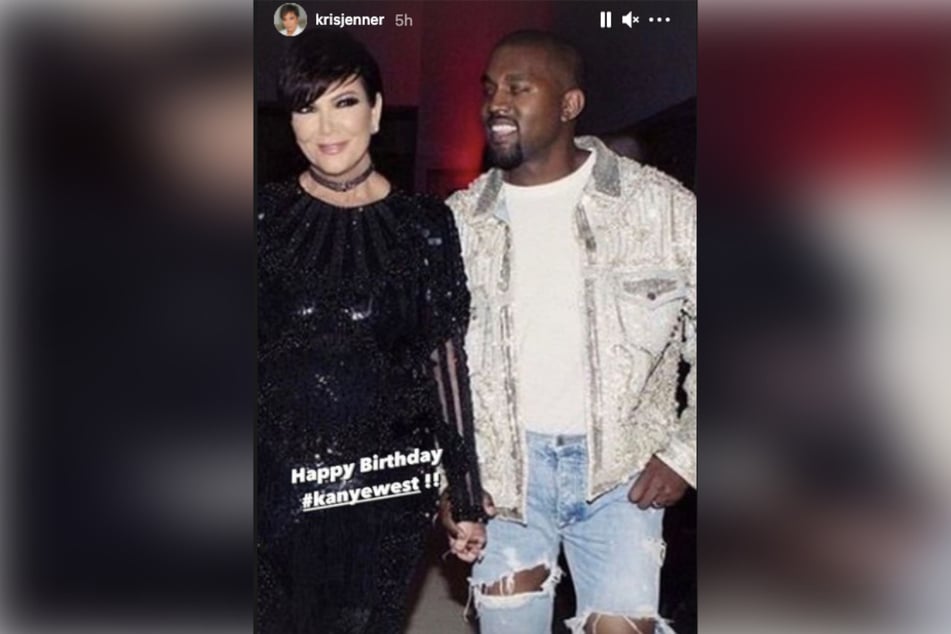 Kris Jenner (l.), who has been Kanye's mother-in-law for almost seven years, posted a new photo and birthday wishes to him on her IG Story.
