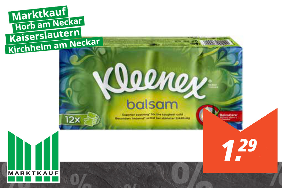 Kleenex Balsam-Taschentücher für 1,29 Euro