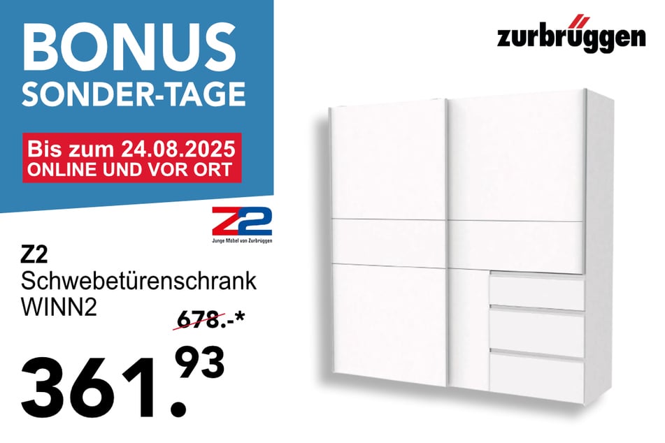 Der Z2 Schwebetürenschrank WINN2 für 361,93 statt 678 Euro.