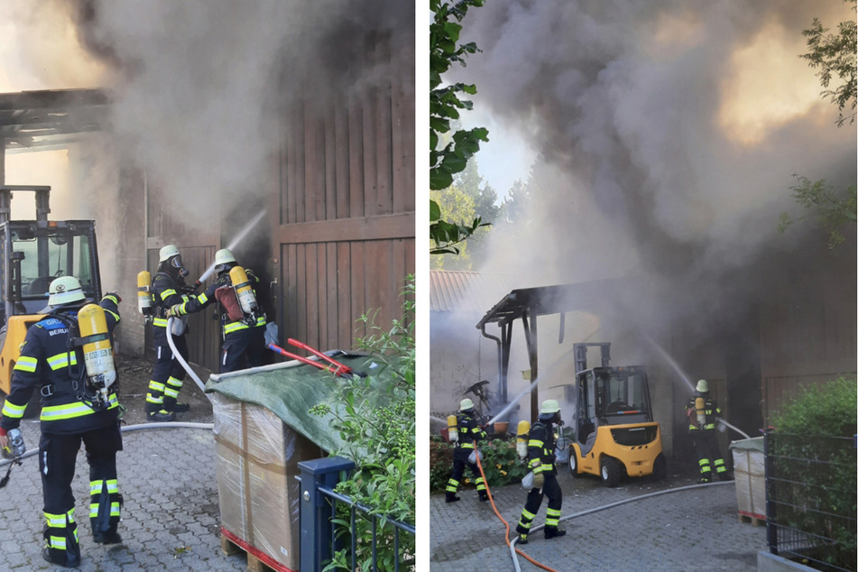 Die Feuerwehr konnte den Brand auf dem landwirtschaftlichen Anwesen in Obermenzing zügig löschen.