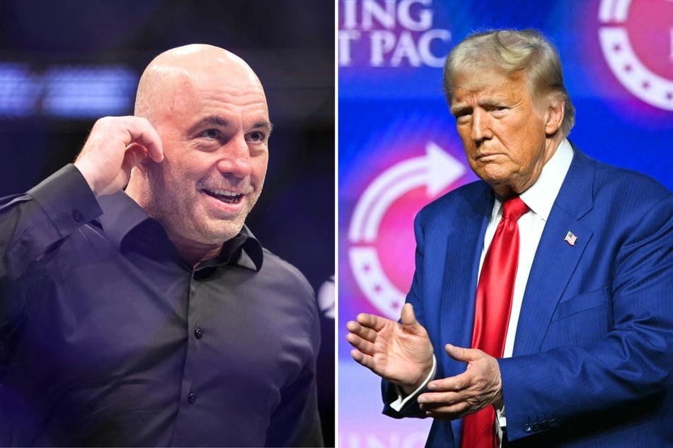 Donald Trump (r.) recently did an interview with Joe Rogan, in which he pitched his 2020 stolen election conspiracy theory to millions of viewers.