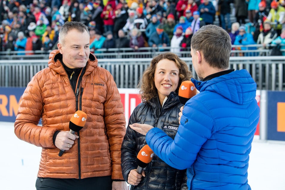 Mit Sven Fischer (54, l.) bildete Dahlmeier ein Experten-Duo beim ZDF. Er war bei ihrer Gedenkfeier in Garmisch-Partenkirchen anwesend.
