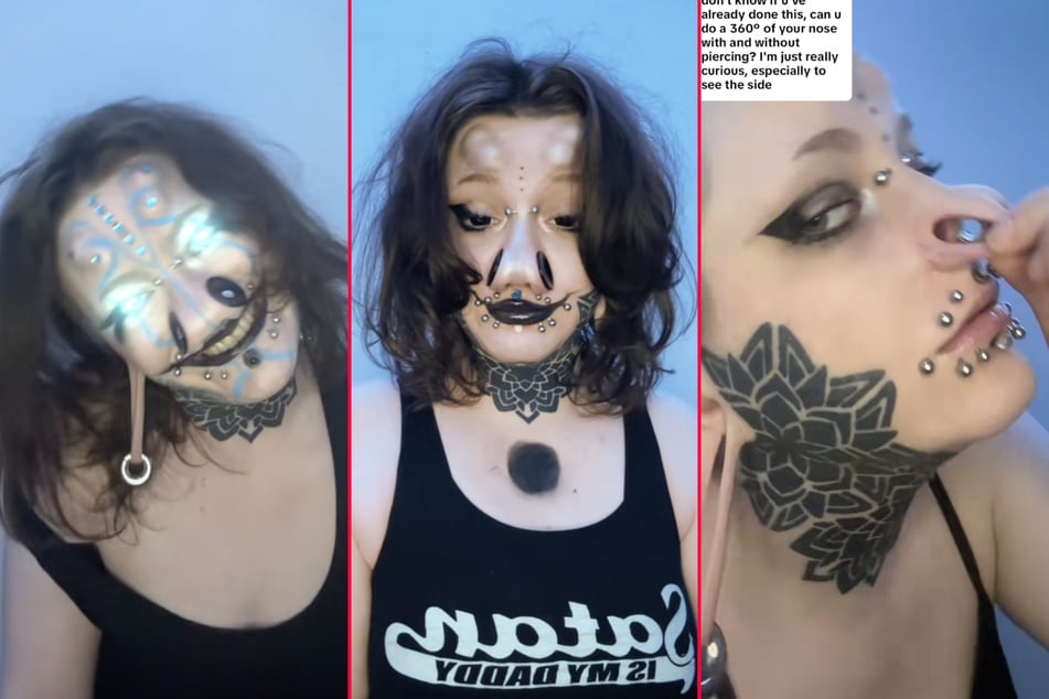 Ink addict Jessy Kirkpatrick has shocked fans and followers with her giant nose holes that are big enough to store things inside.