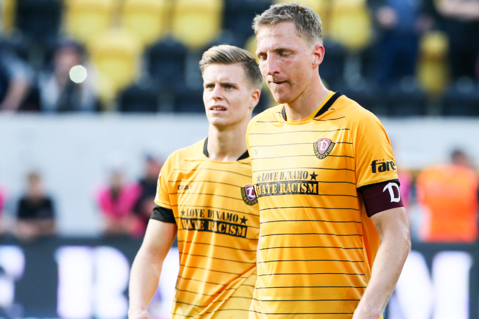 Ex-Dynamo-Kapitän Marco Hartmann (r.) hat schon das Arbeitsamt aufgesucht. (Archivbild)