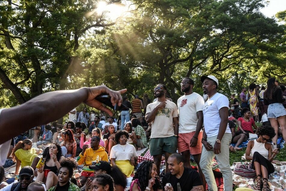 People attend a Juneteenth celebration in Brooklyn, New York City.