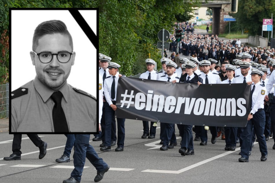 Auch viele Polizisten nahmen am Trauermarsch für Polizeioberkommissar Simon B. (†34) teil.