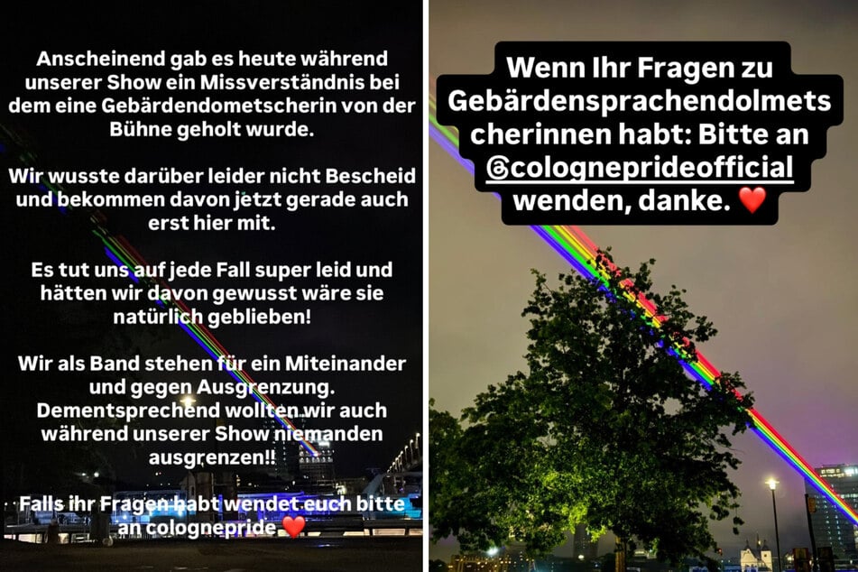 Die Band äußerte sich noch am selben Tag zu den Vorwürfen der Dolmetscher.