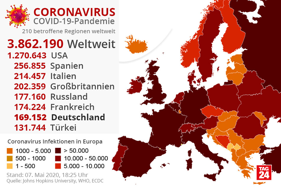 Coronavirus in Europa und der Welt.