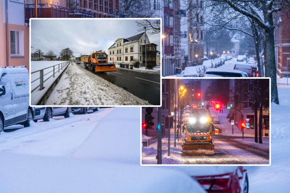 Chemnitz: Chemnitzer Räumdienst tourt im Dauereinsatz, aber manche Hauptstraßen bleiben weiß 