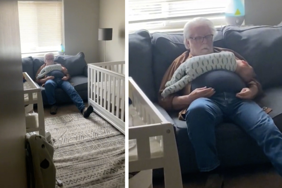 So niedlich schlafend fand Grace ihren Vater und ihren Sohn auf der Couch vor.